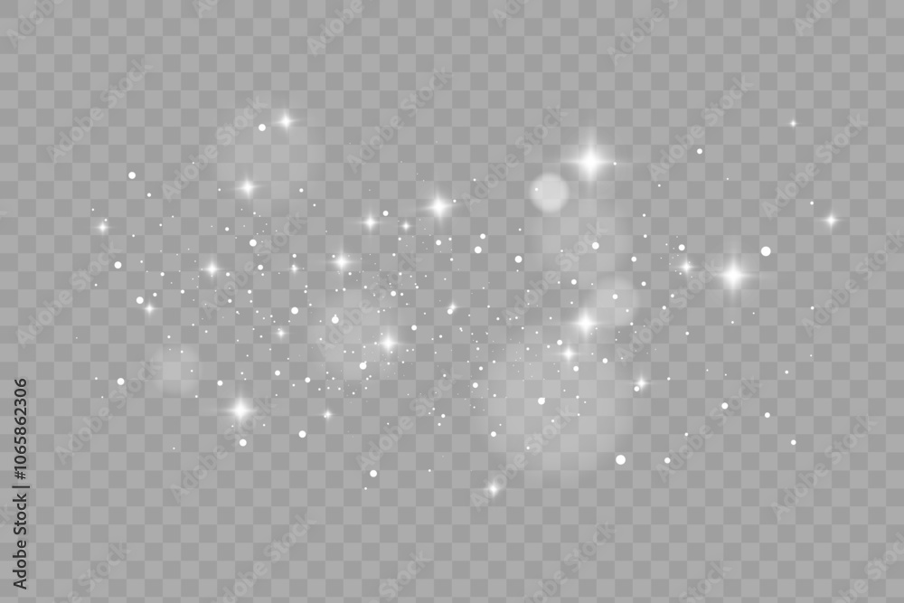 Aufkleber Glowing light effect with many glitter particles isolated on transparent background. Vector starry cloud with dust. Magic christmas decoration