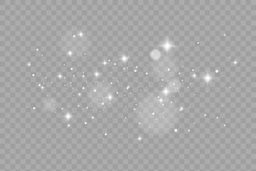 Glowing light effect with many glitter particles isolated on transparent background. Vector starry cloud with dust. Magic christmas decoration