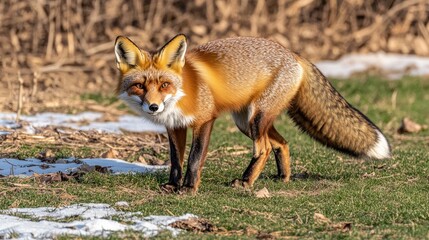 Majestic Red Fox in Winter Landscape Photograph with Snow