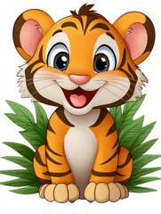 Cartoon Baby Tiger in the Forest