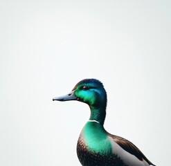 Fototapeta premium Vibrant green and blue duck with a striking profile