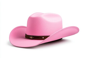 Concept Isolated, Pink Cowboy Hat, White Background, Clipping Path, Cutout on White Background.