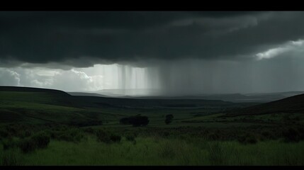 Fototapeta premium Dramatic Storm Over a Lush Green Landscape