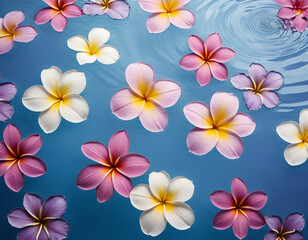 Frangipani plumeria flowers on water