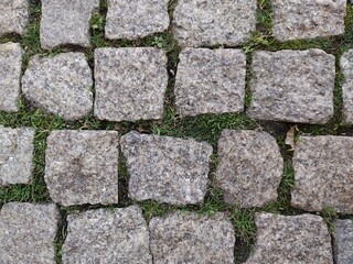 Granite cobblestones in close-up