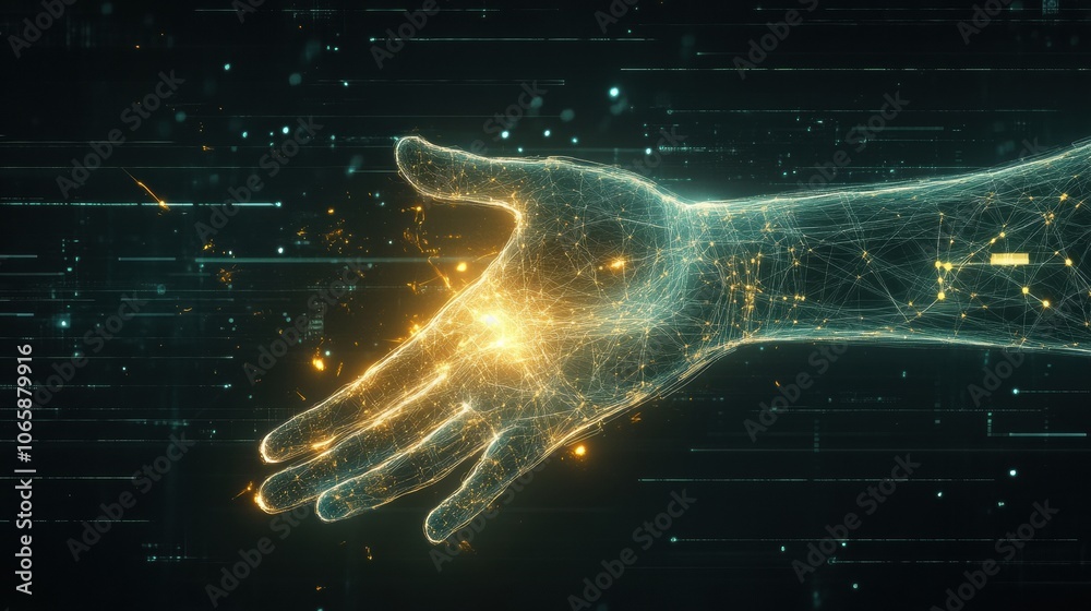 Aufkleber this artwork illustrates a prosthetic arm linked to the brain through glowing neural signals, emphas
