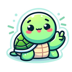Obraz premium cute turtle sticker animated isolated
