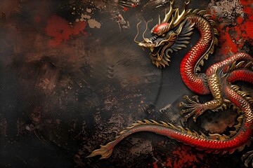 Obraz premium Chinese style dragon. Copy space.