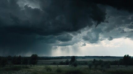 Obraz premium Dramatic Stormy Sky Over Serene Landscape