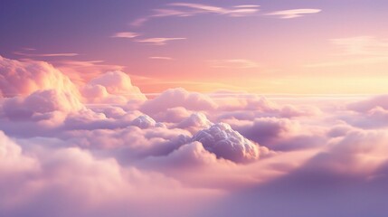 Obraz premium Serene Sunset Over Soft Clouds in 3D View