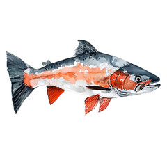 Jumping fish realistic object isolated on white background vector illustration