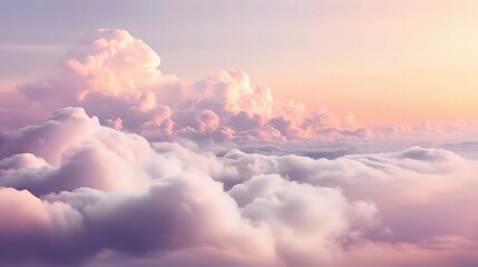 Obraz premium Serene Sunset Over Soft, Fluffy Clouds