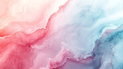Obraz premium A light, gentle abstract background featuring soft marbled swirls in pastel pink, red, and blue tones with ample copy space