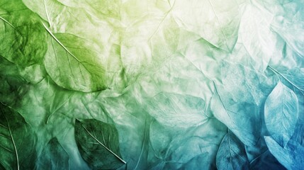Obraz premium An abstract background featuring layered green and blue leaves with a soft texture, creating a gradient effect