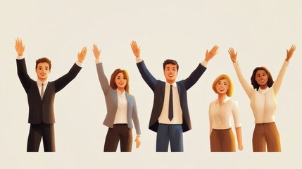 Obraz premium Successful business team winner give five. Team building. Copy space for text.