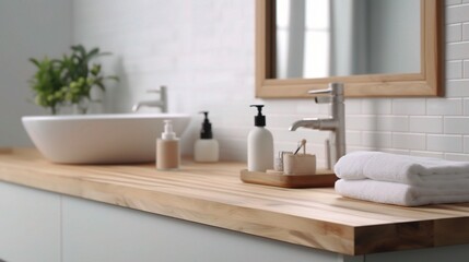 Fototapeta premium Modern Bathroom with Stylish Sink and Elegant Decor