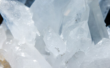 Smoky blue Quartz crystals. Close-up photo