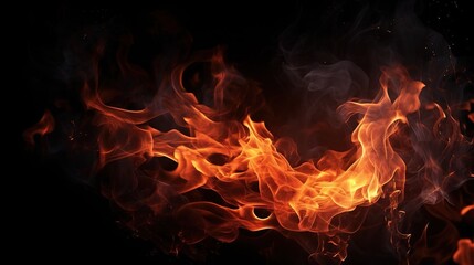 Vibrant Flames on Dark Background for Creative Projects