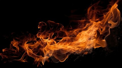 Fototapeta premium Dynamic Orange Flame on Black Background