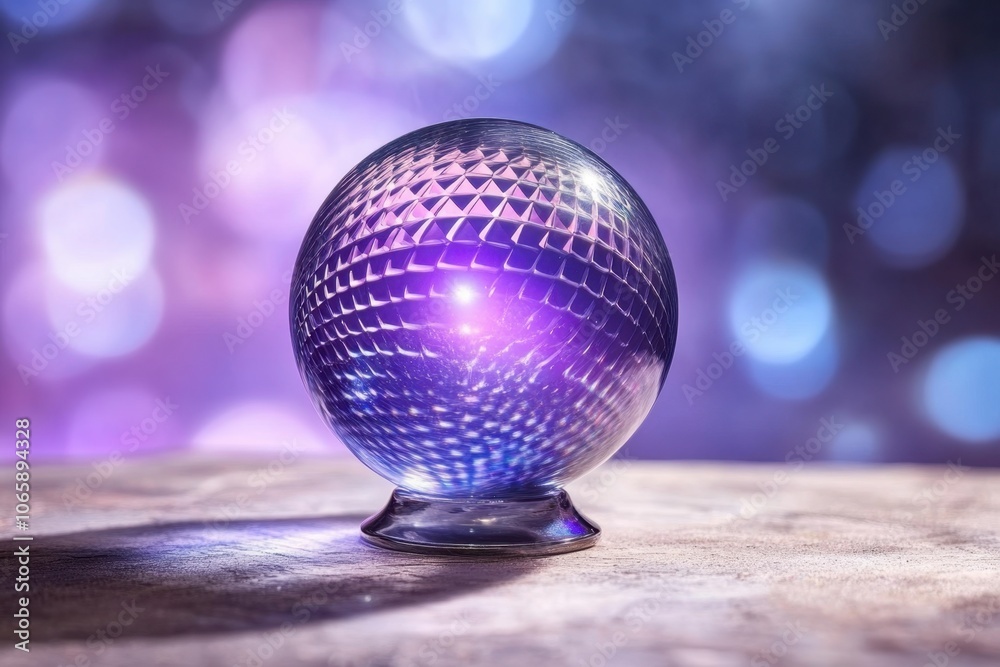 Aufkleber A Mesmerizing Crystal Ball Reflecting Vibrant Light Patterns Against a Dreamy Backdrop