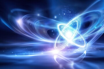 Obraz premium Mysterious Cosmic Swirls Emanating Energy and Light in a Brilliant Blue Galaxy Backdrop at Night