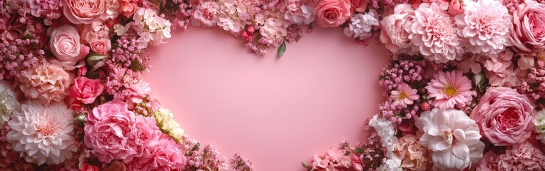 Fototapeta premium Creative floral heart arrangement for Valentine's Day and Women's Day