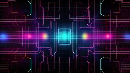 Abstract 3D Technology Background with Colorful Lines