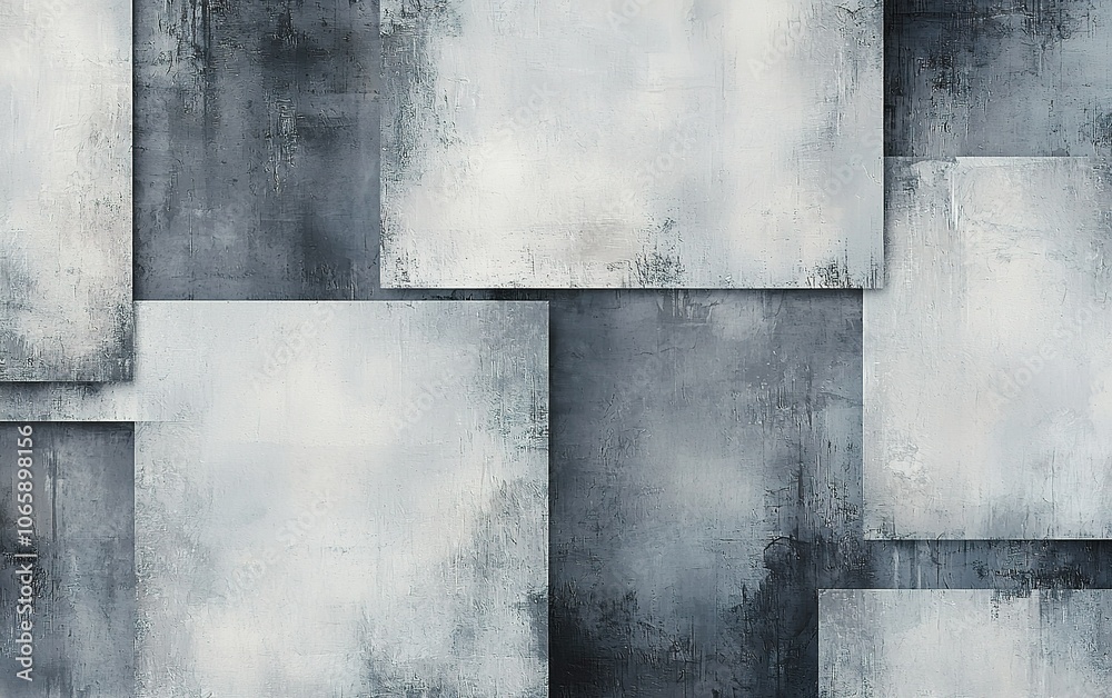 Poster abstract gray and white textured pattern with layered squares creating a modern design perfect for h