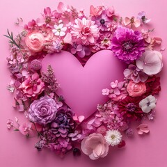 Obraz premium Creative floral heart arrangement for Valentine's Day and Women's Day