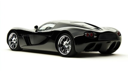 Obraz premium A sleek black sports car showcased from the rear, emphasizing its design and performance features.