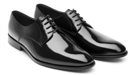 Fototapeta premium A pair of polished black dress shoes designed for formal occasions.