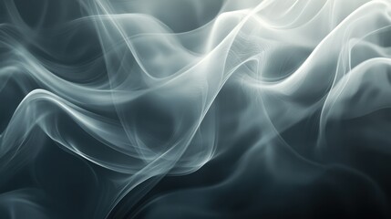 Fototapeta premium Mysterious wisps of smoke elegantly undulate in soft, flowing patterns against a dark background, creating an ethereal atmosphere