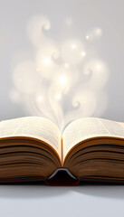 Obraz premium Open magic book with light effects isolated with white highlights, png