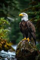 Obraz premium Bald Eagle on Rock