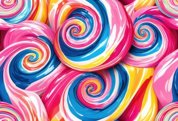colorful vibrant candy swirl patterns clean bright background capturing essence sweetness playfulness, artistic, backdrop, bunting, celebration, cheerful