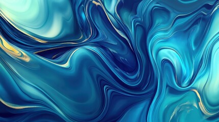 Obraz premium A vibrant swirl of blue and teal colors creates an abstract pattern reminiscent of ocean waves and flowing water