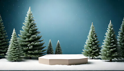 winter holiday cards feature simple pine trees snowy backdrop space festive product display