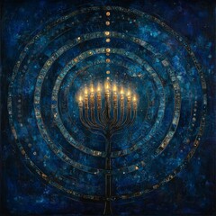 Hanukkah Menorah Candle Lighting in Traditional and Cozy Holiday Setting