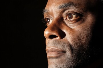 Obraz premium Close-up portrait of a thoughtful man with intense expression