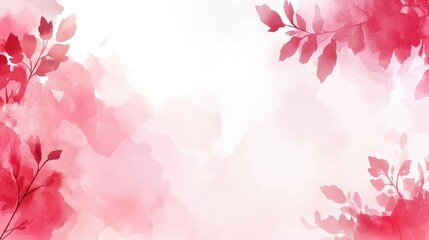 A soft, abstract watercolor design featuring delicate red flowers and leaves on a pale background, creating a serene and elegant atmosphere.