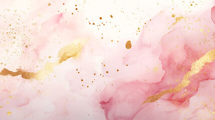 Luxe abstract art with flowing gold splashes on a pink alcohol ink background