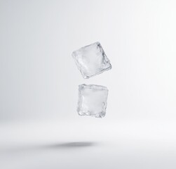 Obraz premium Floating ice cubes on a minimalist background