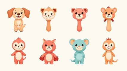 Obraz premium baby rattle toys in the form of animals