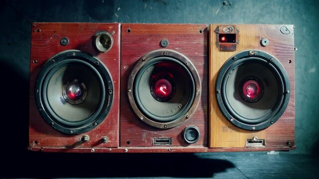 An old vintage sound system in gritty warehouse