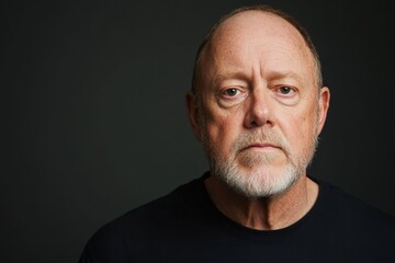 Obraz premium Serious elderly man with beard looking at camera