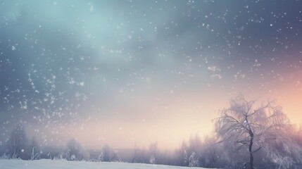 Fototapeta premium Serene Winter Landscape with Falling Snowflakes