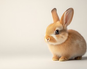 Obraz premium Adorable fluffy bunny rabbit with large ears and big eyes