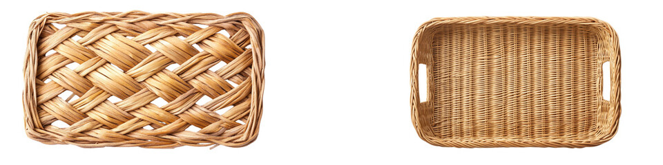 Obraz premium collection Set of A top view of a rectangular wicker on a transparent background