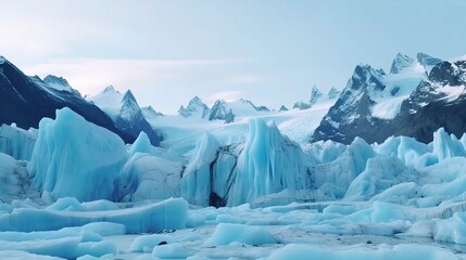 Obraz premium Majestic Frozen Landscape with Icebergs and Mountains