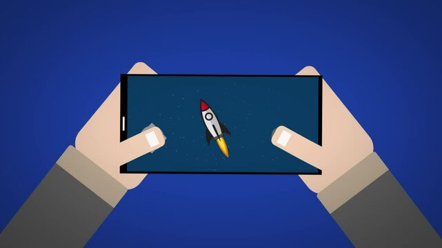 Mobile game playing video animation. Motion graphics playing mobile games POV